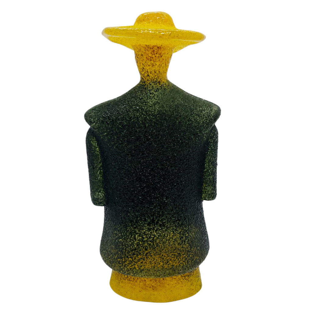 1980s Kelly England for Kosta Boda Green Poncho Glass Sculpture