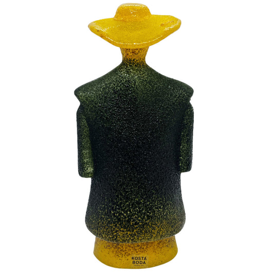 1980s Kelly England for Kosta Boda Green Poncho Glass Sculpture