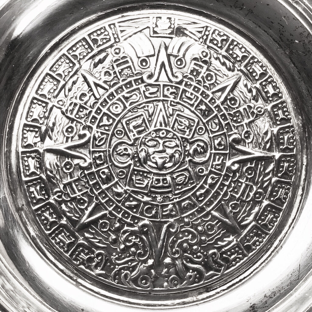 Vintage Mexican Mayan Revival Sterling Silver Ashtray