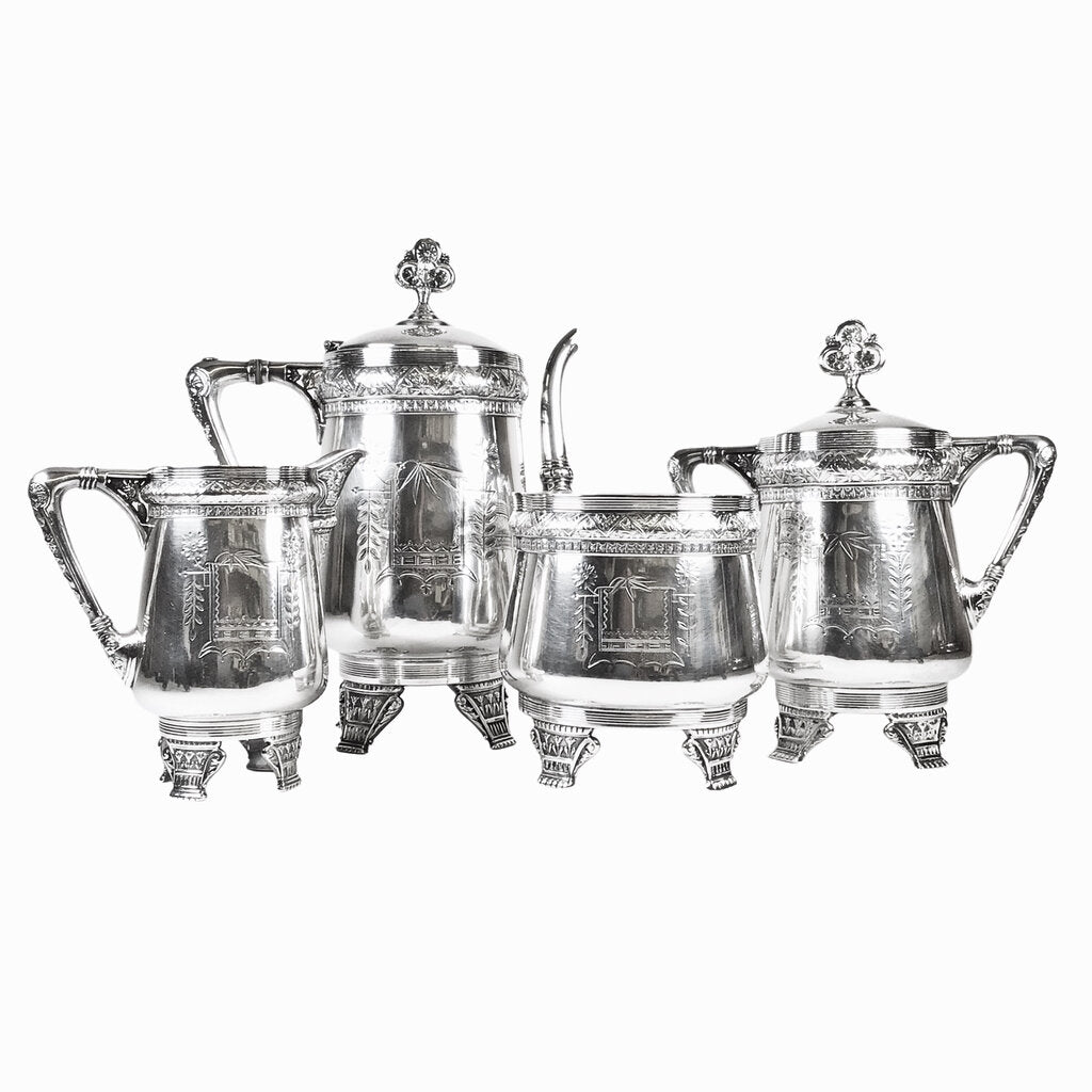 4pc. Meriden Aesthetic Movement Silverplated Tea Set, ca. late 19th c.