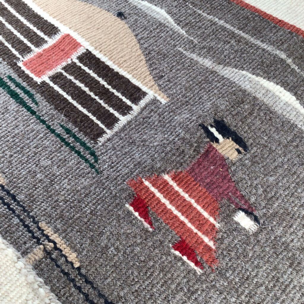 Navajo Flat Woven Figural Rug, Attr. Emma Gene