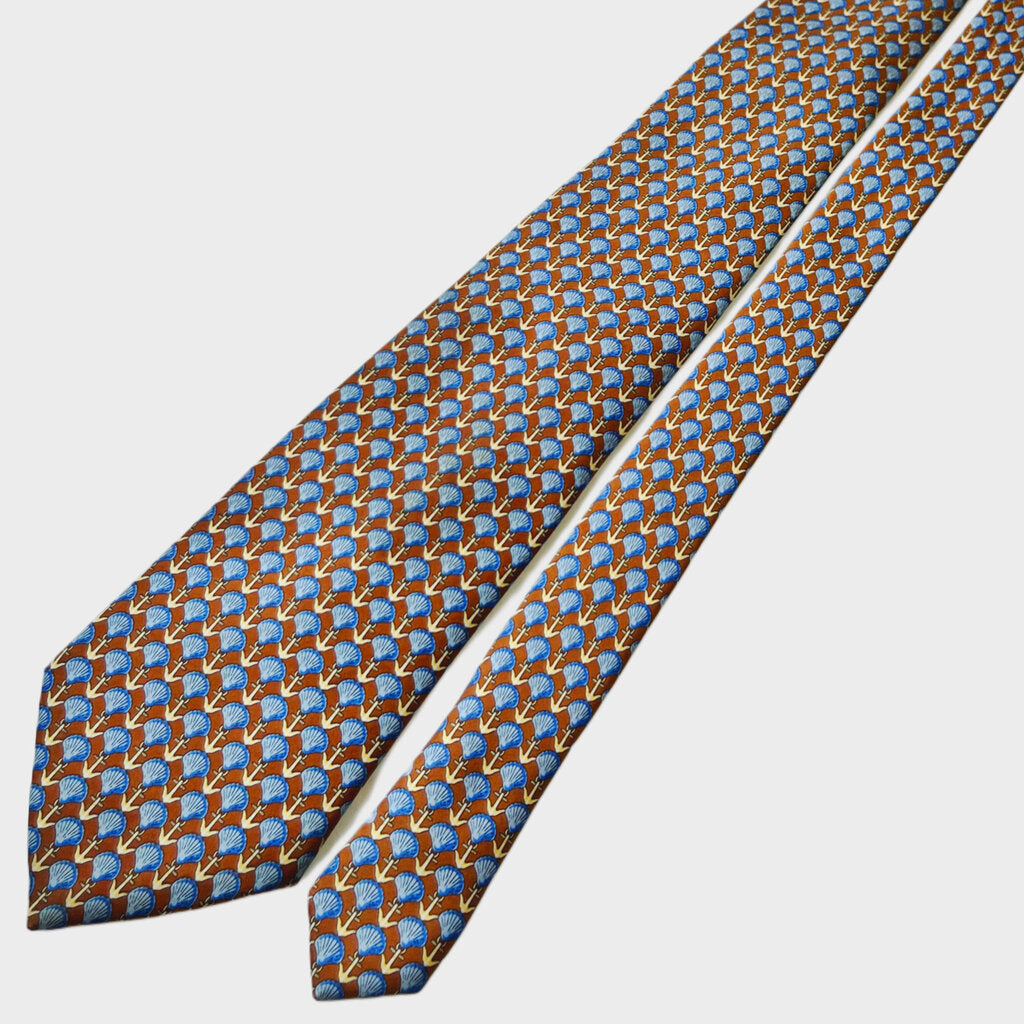 Burberry Shell & Anchor Brown Silk Tie