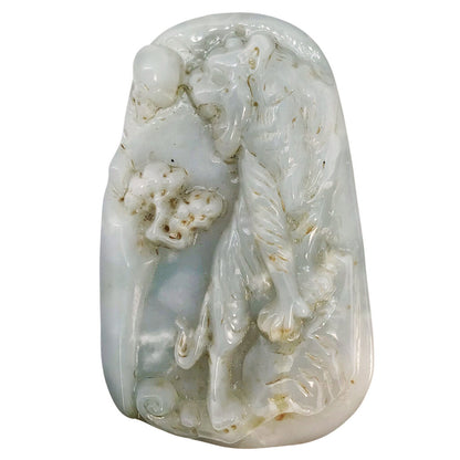 Chinese Celadon Jade Carved Tiger Penadant