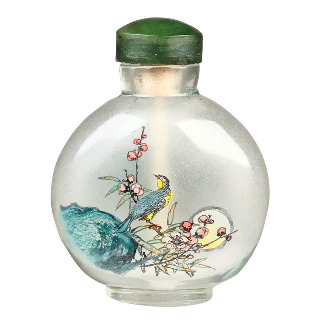 Peking Glass Snuff Bottle with Peonies, Early 20th C.