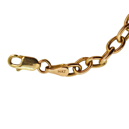 14Kt Gold Chain Bracelet w. Diamond Heart Charm