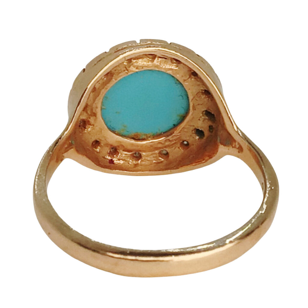 14Kt Gold Ring Set w. Faux Opal & Diamond Chips