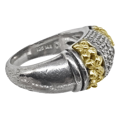 14Kt & Sterling Ring w. Tiny Diamonds