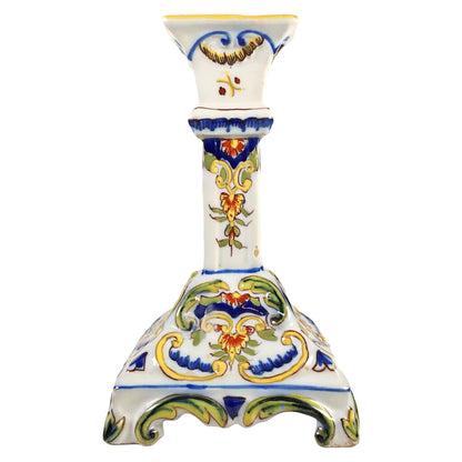 Gabriel Fourmaintraux Polychrome Faience Candlestick