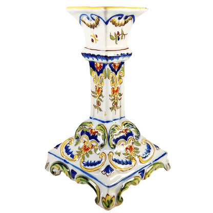 Gabriel Fourmaintraux Polychrome Faience Candlestick