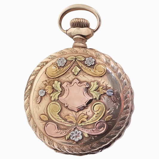 Victorian Multi Color Gold Case Elgin Pocket Watch