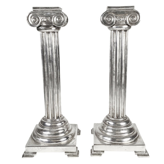 Pair/M.I. Armaos Weighted Sterling Ionic Column Candlesticks