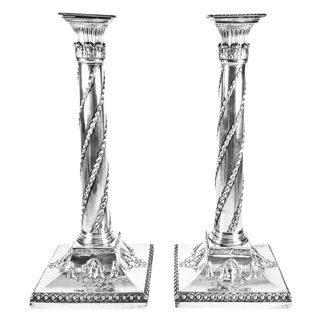 Pair/John Winter George III Sterling Candlesticks, 1775