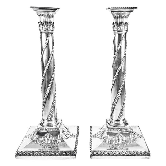 Pair/John Winter George III Sterling Candlesticks, 1775