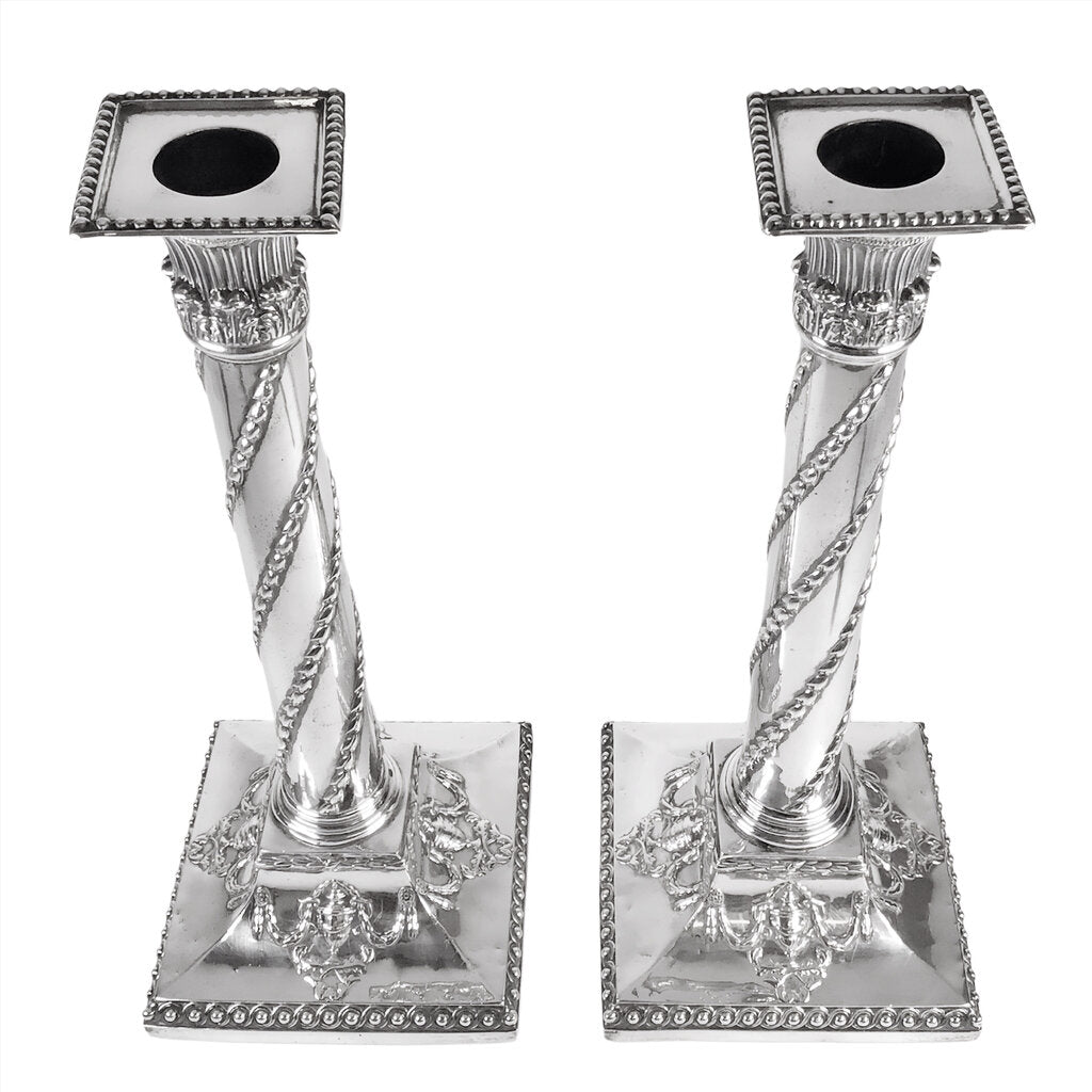 Pair/John Winter George III Sterling Candlesticks, 1775