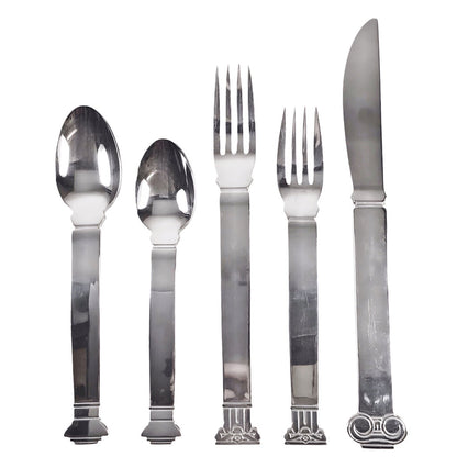 42pc. Venturi-Scott Brown and Reed & Barton for Swid Powell Stainless Steel Classical Orders Flatware Set, ca. 1992