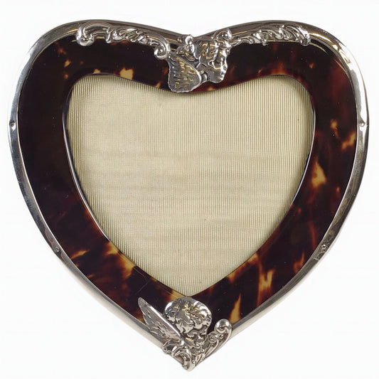 George V Sterling & Celluloid Heart-Shaped Picture Frame by Deakin & Francis, 1920