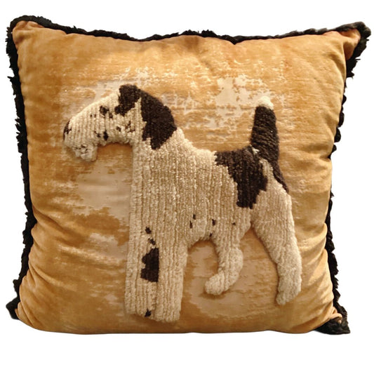 Wire Hair Fox Terrier Yellow Hooked Pillow