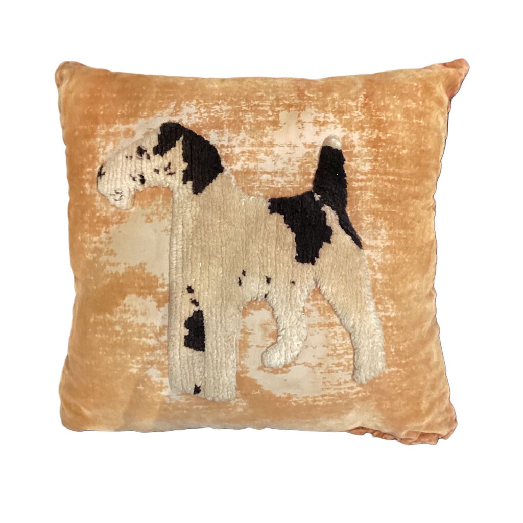 Wire Hair Fox Terrier Yellow Hooked Pillow