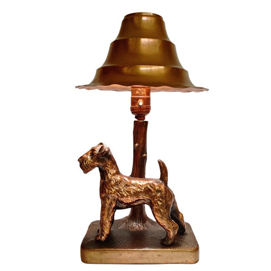 Copper Patina Terrier Lamp w. Copper Shade