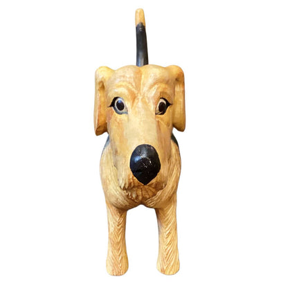 Carved and Painted Wooden Dog Statue