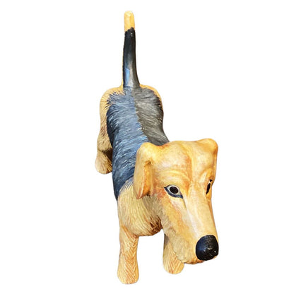 Carved and Painted Wooden Dog Statue