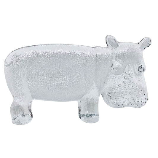 Kosta Boda Large Glass Hippo Paperweight