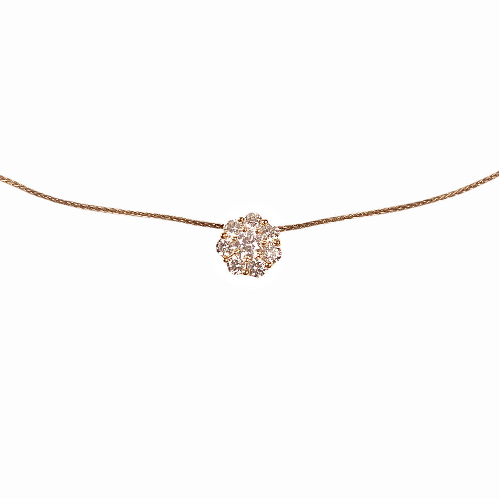 Diamond Eight Stone "Flower" Pendant in 18Kt Gold w. 18Kt Gold