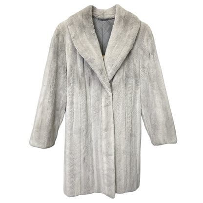 Silver Grey Mink Coat Medium Length Wide Collar