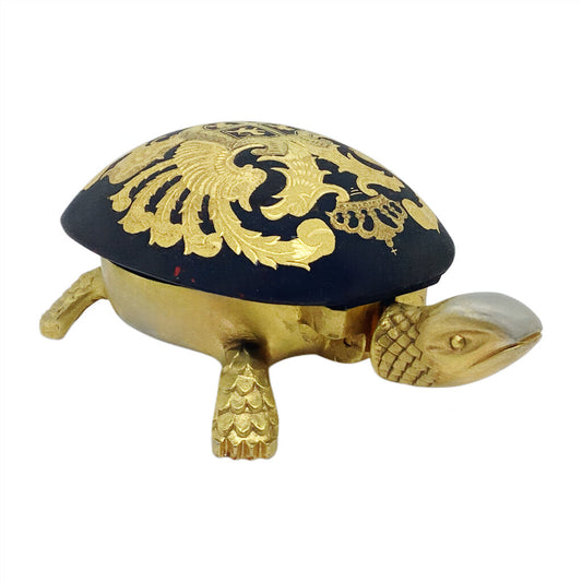 Vintage BOJ Eibar Spain Brass Damascene Wind-Up Turtle Hotel Desk Bell