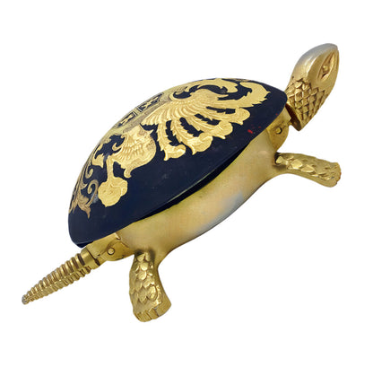 Vintage BOJ Eibar Spain Brass Damascene Wind-Up Turtle Hotel Desk Bell