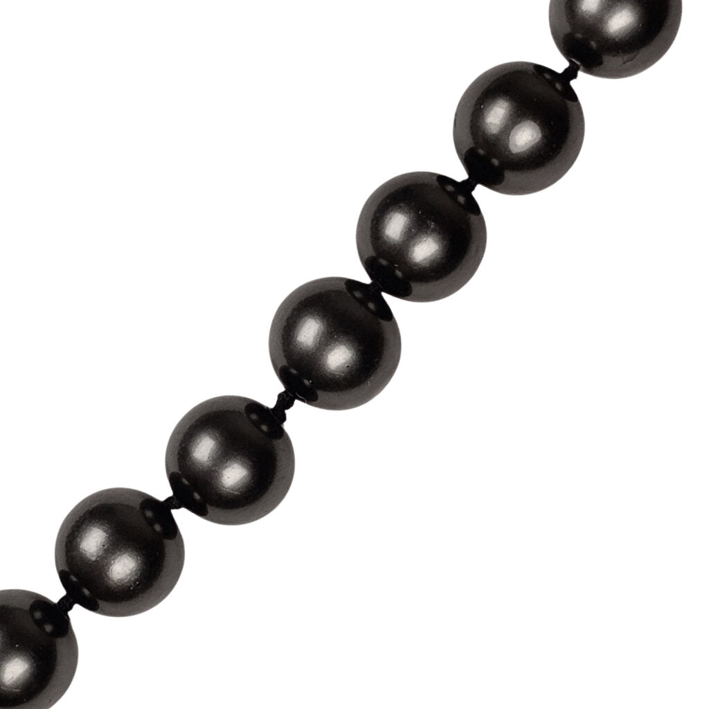 Black Cultured Pearl Necklace w. Silver Tone Ball Clasp