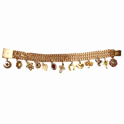 Antique Gemstone Charm Bracelet in 14Kt Gold