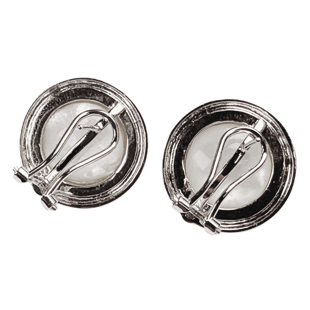 Mabe Pearl & Diamond Earrings in 14Kt White Gold