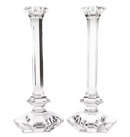 Pair/Val St. Lambert "Elysee" Cut Crystal Candlesticks