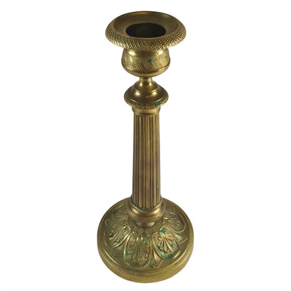 Antique Brass Empire-Style Fluted Candlestick