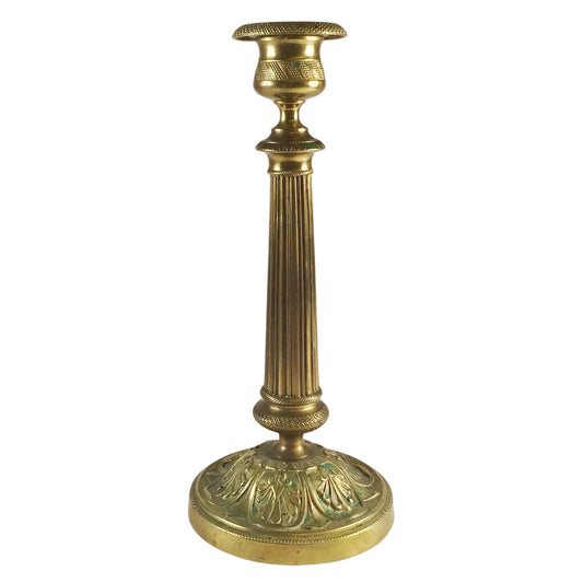 Antique Brass Empire-Style Fluted Candlestick