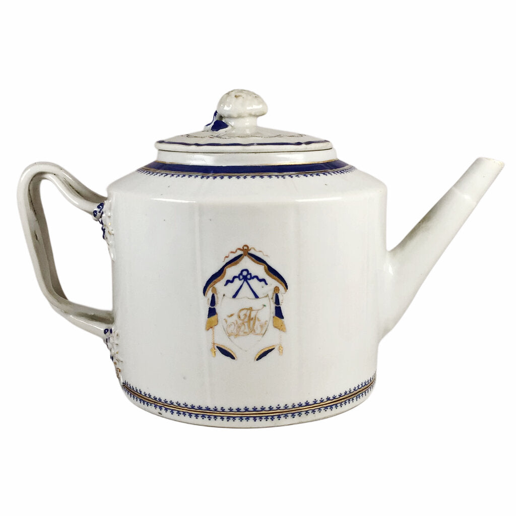 Chinese Export Neoclassical-Style Armorial Teapot, ca. 1800