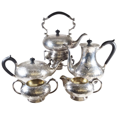 Five-Piece Canadian Sterling Silver Tea & Coffee Service by Henry Birks & Sons of Montreal, circa 1926.