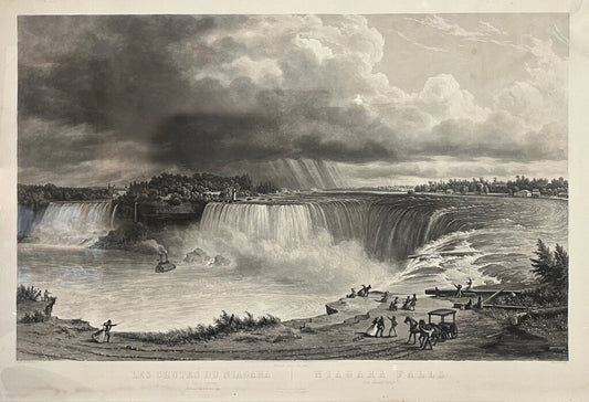 After Sebron. Les Chutes Du Niagara: La Fer a Cheval. Niagara Falls: The Horse Shoe. Engraving. 1869
