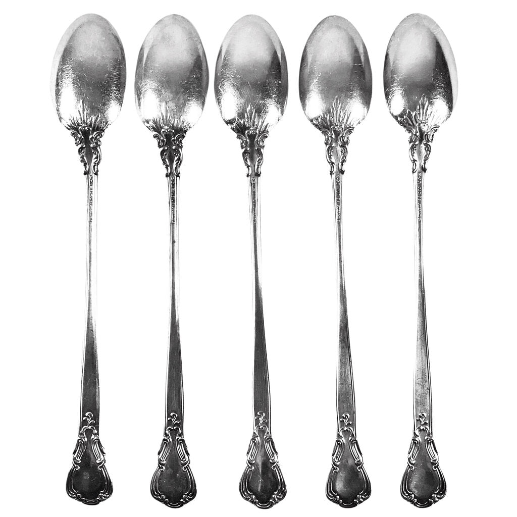 5 Gorham "Chantilly" Sterling Silver Iced Tea Spoons