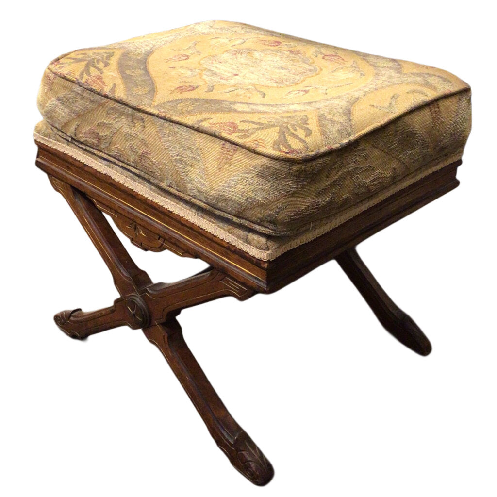 Upholstered Neoclassical Curule Stool