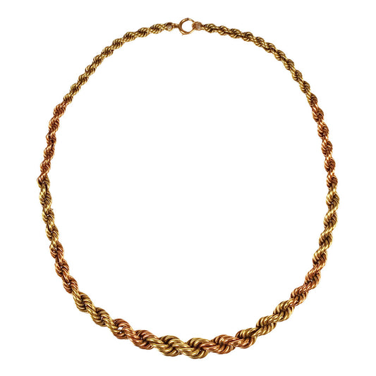 14Kt Yellow & Rose Gold Rope Twist Chain Necklace