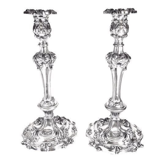 Pair/Reed & Barton Rococo Revival Silverplated Candlesticks, ca. 1890