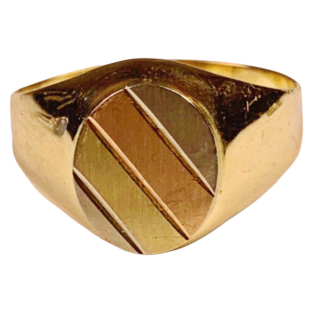 14Kt Tri-Color Gold Signet Ring Italy