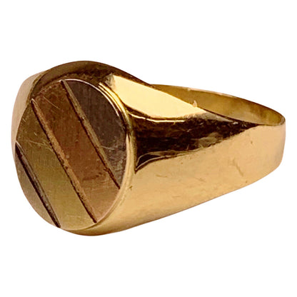 14Kt Tri-Color Gold Signet Ring Italy