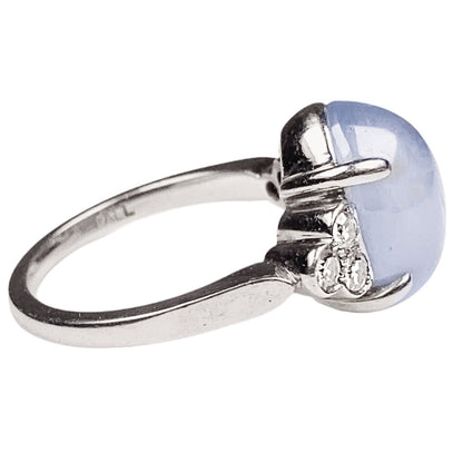 Star Sapphire & Diamond Ring in Palladium