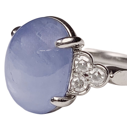 Star Sapphire & Diamond Ring in Palladium