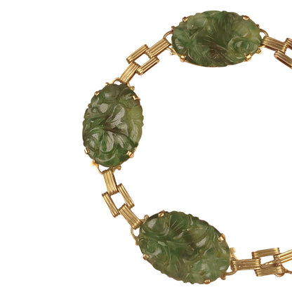 Vintage Carved Jade Panel Bracelet