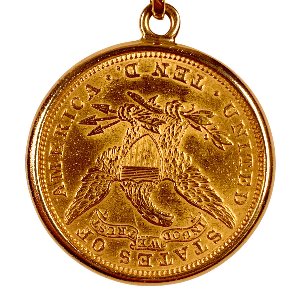 1893 Ten Dollar Liberty Head Gold Coin & 14Kt Gold Chain