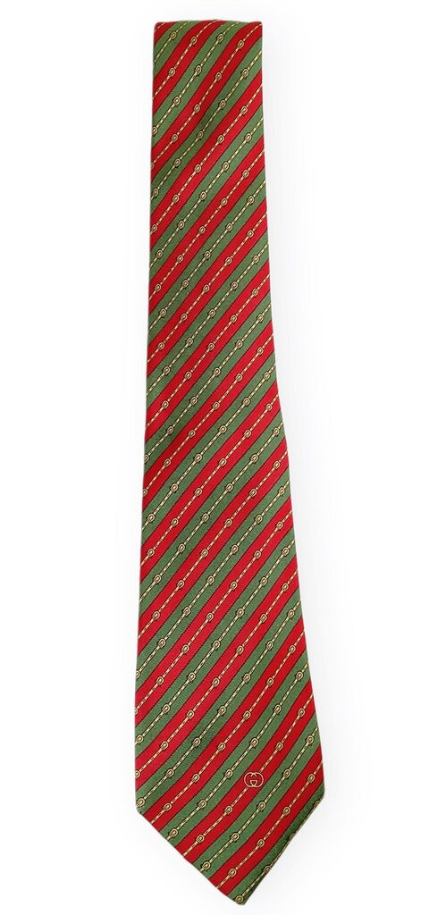 Gucci Vintage Red / Green Belt Silk Necktie